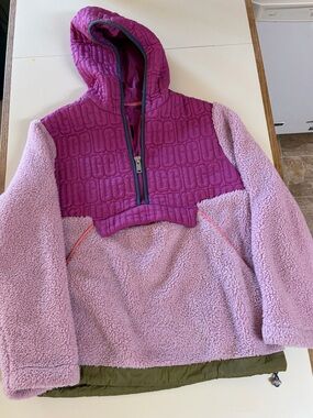 UGG Pink & Light Pink Quilted Sherpa Pullover Hoodie